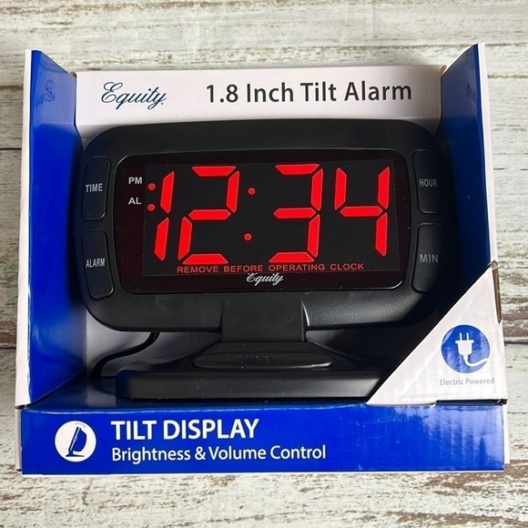 Equity Digital Alarm Clock with 1.8” Tilt Display Brightness & Volume Control - Picture 1 of 4